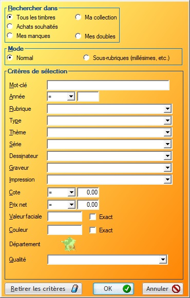 Logiciel Philatélix gestion de collection de timbres affichage fiches